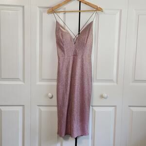 Vintage Entry Women's Dusty Rose Iredescent Spaghetti Strap Dress Size SM Fairy
